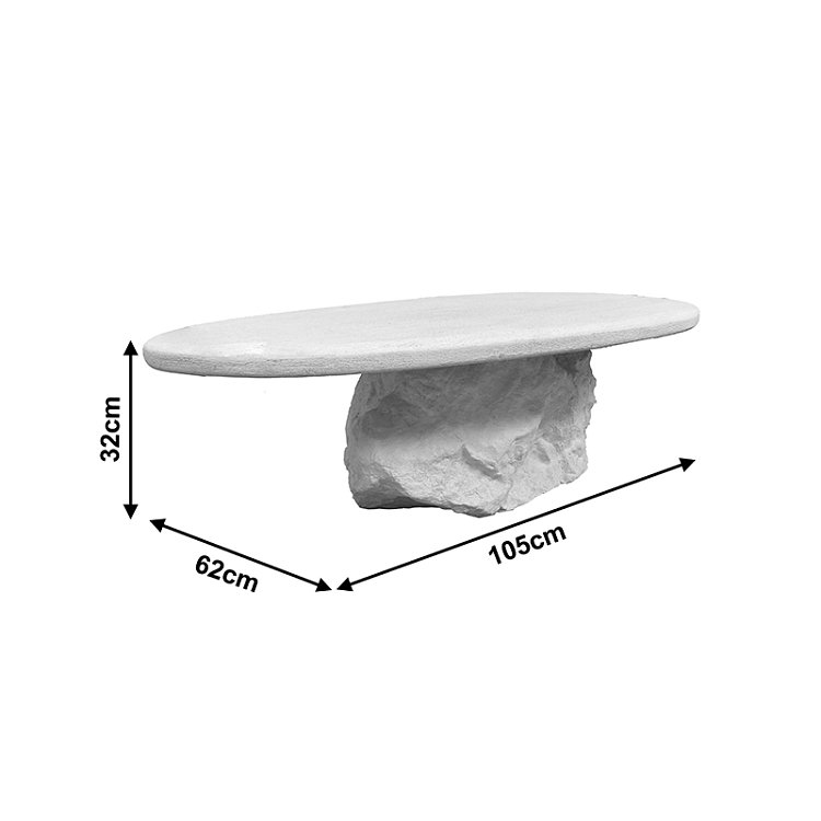Τραπέζι σαλονιού Zinol pakoworld mdf-polyresin λευκό 105x62x32εκ 415-000015