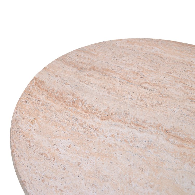 Τραπέζι σαλονιού Mikawa pakoworld MGO όψη τραβερτίνας Φ70x34εκ 419-000010