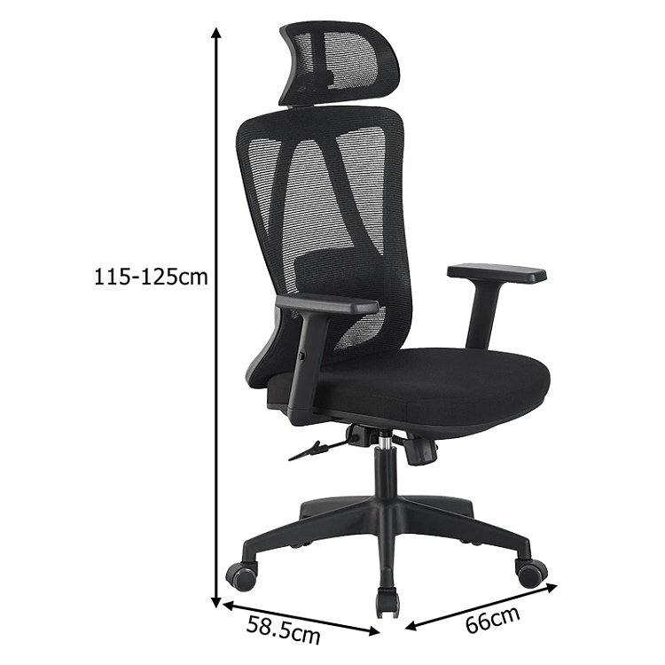 Καρέκλα γραφείου διευθυντή Magida pakoworld mesh μαύρο 58.5x66x115-125εκ 421-000001