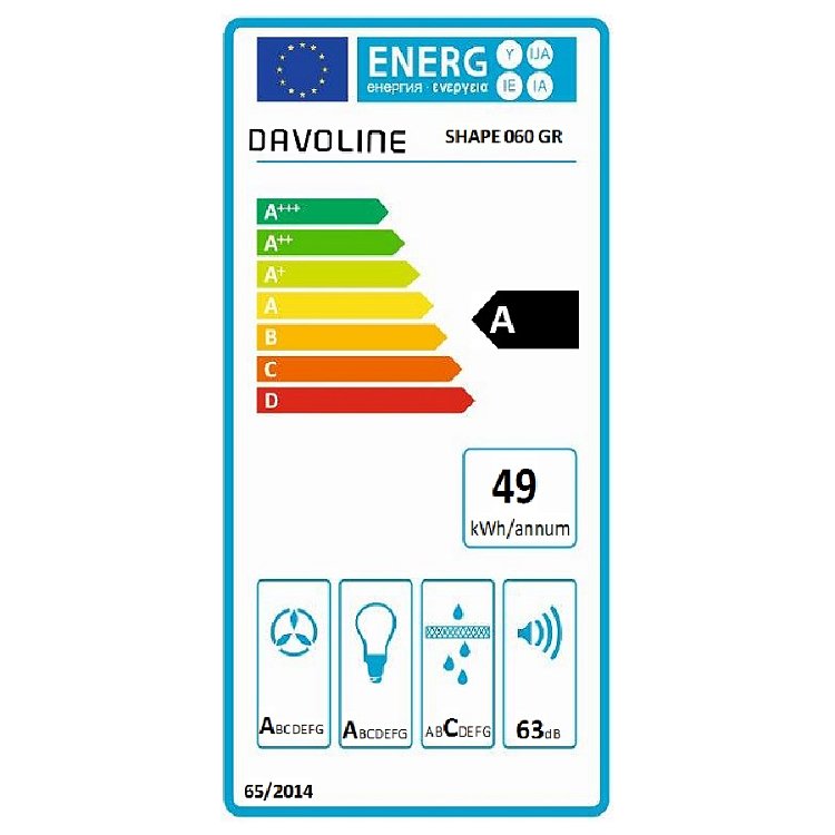 DAVOLINE SHAPE Απορροφητήρας Καμινάδα 60cm Γκρι 801003406