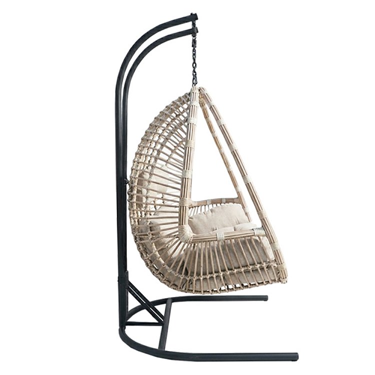 Κούνια Κρεμαστή Wicker Rattan Μπεζ/Μαύρο 5525 G