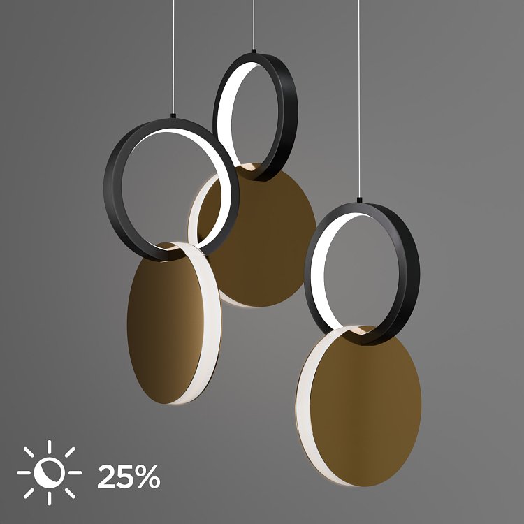 Φωτιστικό Κρεμαστό Symmetric 1E Led 45W Χρυσό-Μαύρο Φ25x120cm HU-HJ2181-1E