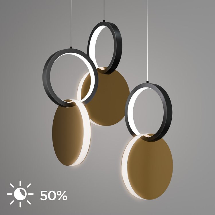 Φωτιστικό Κρεμαστό Symmetric 1E Led 45W Χρυσό-Μαύρο Φ25x120cm HU-HJ2181-1E
