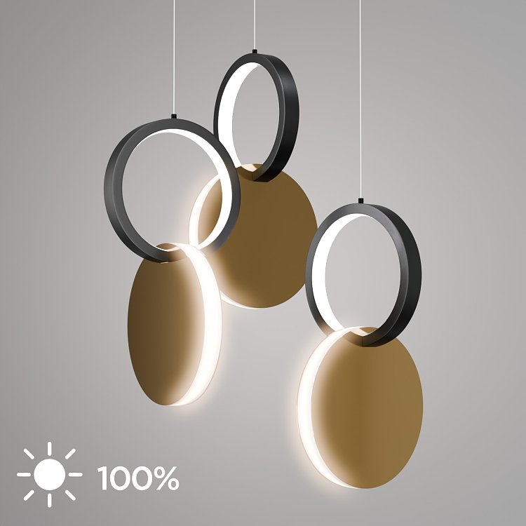 Φωτιστικό Κρεμαστό Symmetric 1E Led 45W Χρυσό-Μαύρο Φ25x120cm HU-HJ2181-1E