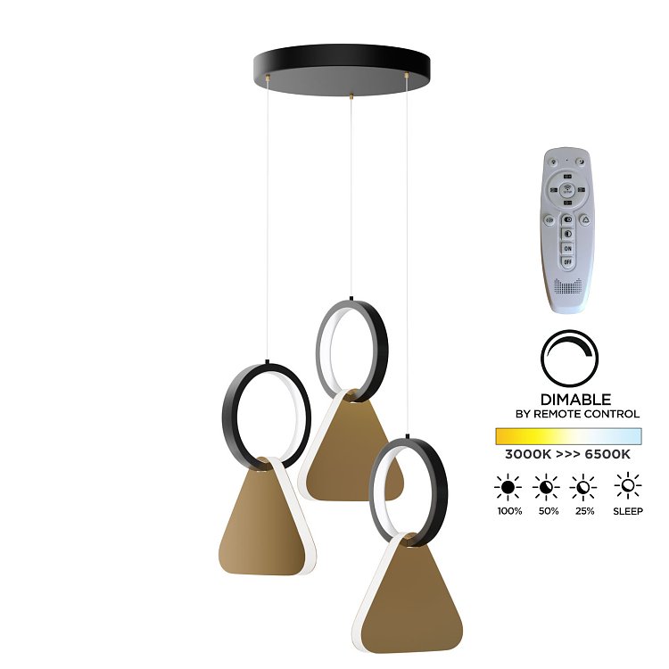 Φωτιστικό Κρεμαστό Symmetric 1F Led 45W Χρυσό-Μαύρο Φ25x120cm HU-HJ2181-1F