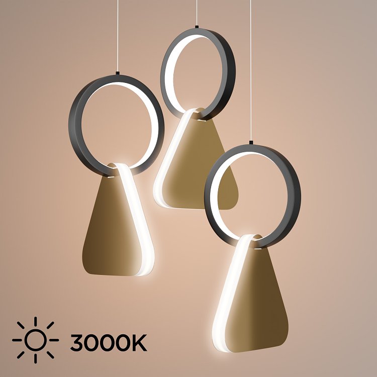 Φωτιστικό Κρεμαστό Symmetric 1F Led 45W Χρυσό-Μαύρο Φ25x120cm HU-HJ2181-1F