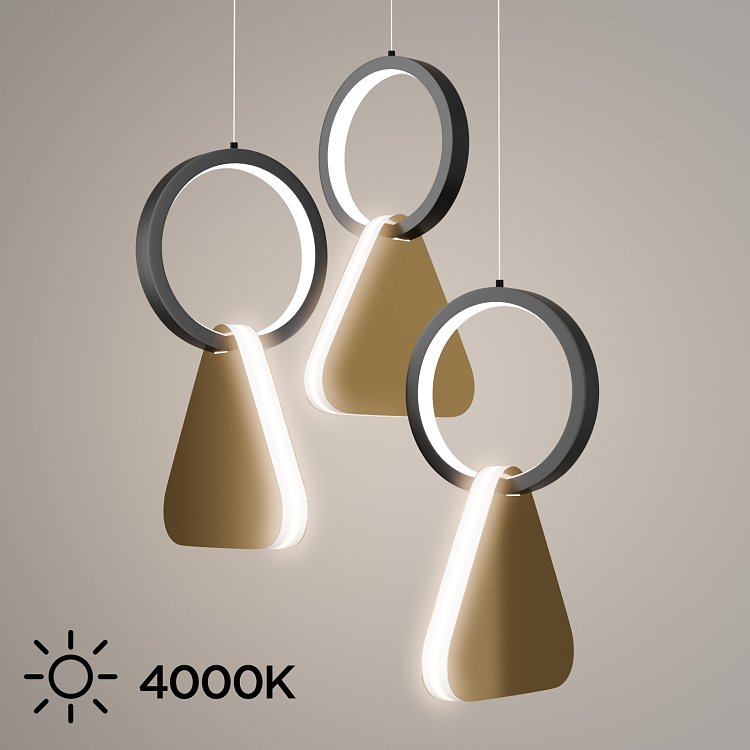 Φωτιστικό Κρεμαστό Symmetric 1F Led 45W Χρυσό-Μαύρο Φ25x120cm HU-HJ2181-1F