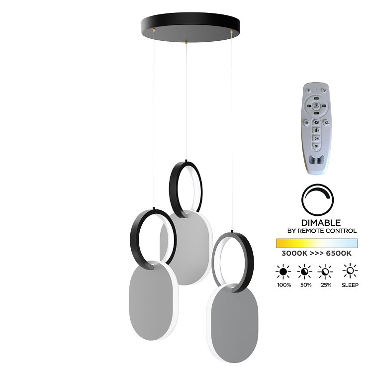 Φωτιστικό Κρεμαστό Symmetric 1G Led 45W Νίκελ Ματ Φ25x120cm HU-HJ2181-1G