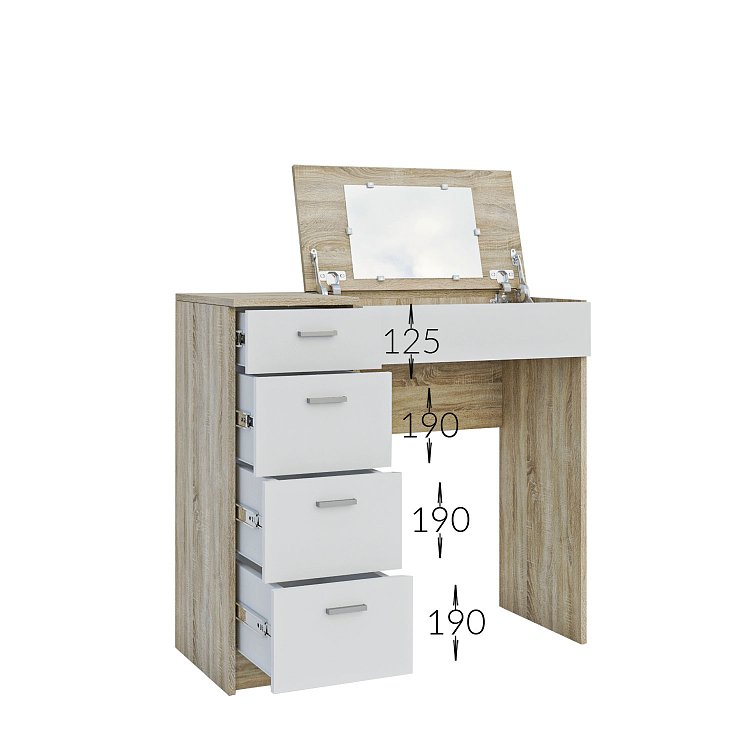 Τουαλέτα Tab Σονομα-Λευκό 90x42x82-110cm GR-DRESSTAB