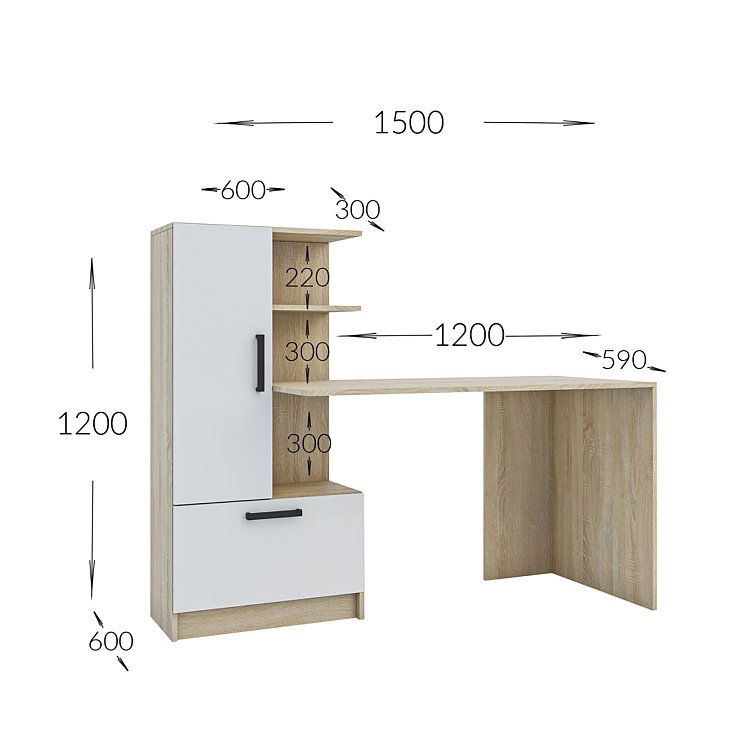 Γραφείο Standart Σονόμα Λευκό 150x59x120εκ GR-STANDARDDESK