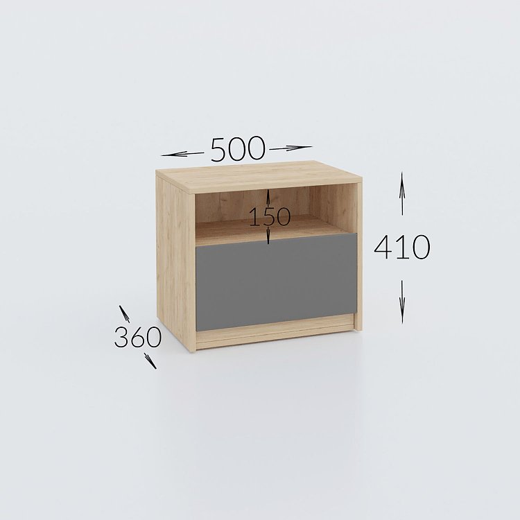 Κομοδίνο Viva Χρυσό Δρυς-Γραφίτη 50x36x41cm GR-VIVABEDSIDE