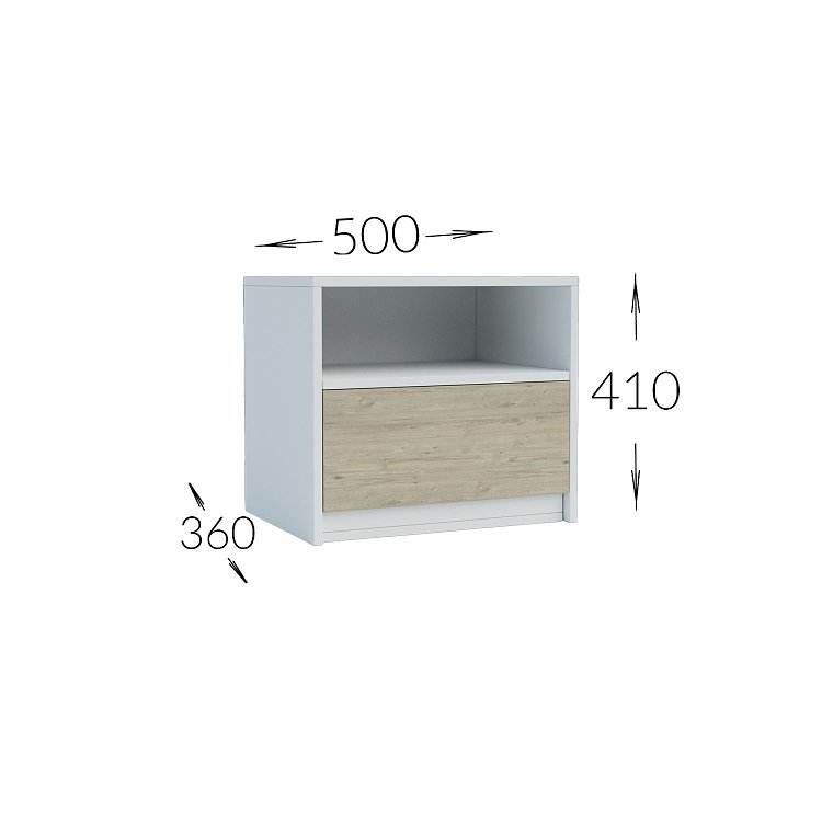 Κομοδίνο Viva Λευκό-Σονόμα 50x36x41cm GR-VIVABEDSIDE-1