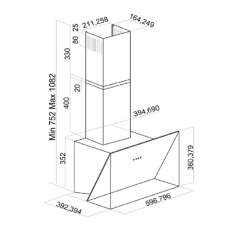 DAVOLINE STRONG CEMENT WITH SCREEN 60cm  Απορροφητήρας Καμινάδα 801003450