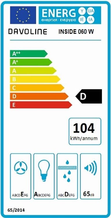 DAVOLINE INSIDE IX-W 60cm Απορροφητήρας Μηχανισμός Απορρόφησης 53cm Inox 801003510