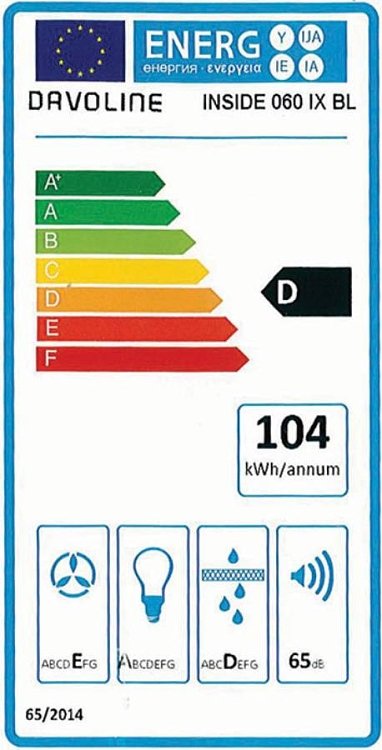 DAVOLINE INSIDE 060 IX BL 60cm Απορροφητήρας Μηχανισμός Απορρόφησης 53cm Μαύρο 801003550
