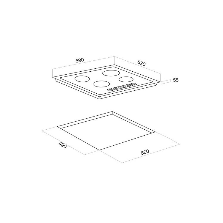DAVOLINE GGDS 400 BL Εστία Υγραερίου 60cm Μαύρη 801003950