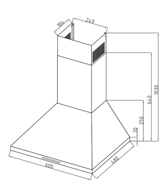 DAVOLINE CHESTER 060 IX Απορροφητήρας Καμινάδα 60cm Inox 801012101