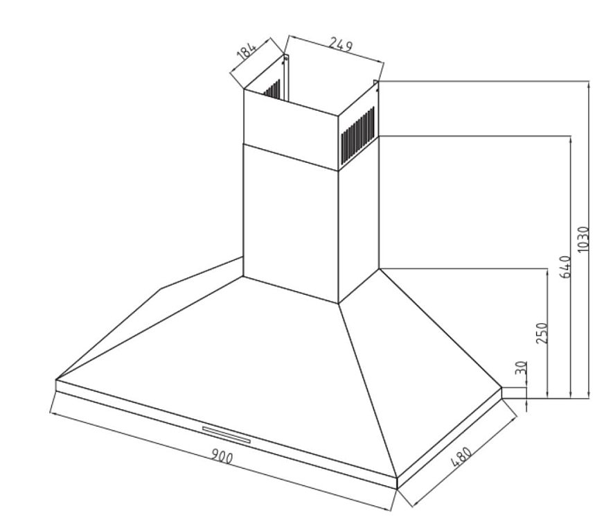 DAVOLINE CHESTER 090 IX Απορροφητήρας Καμινάδα 90cm Inox 801012102