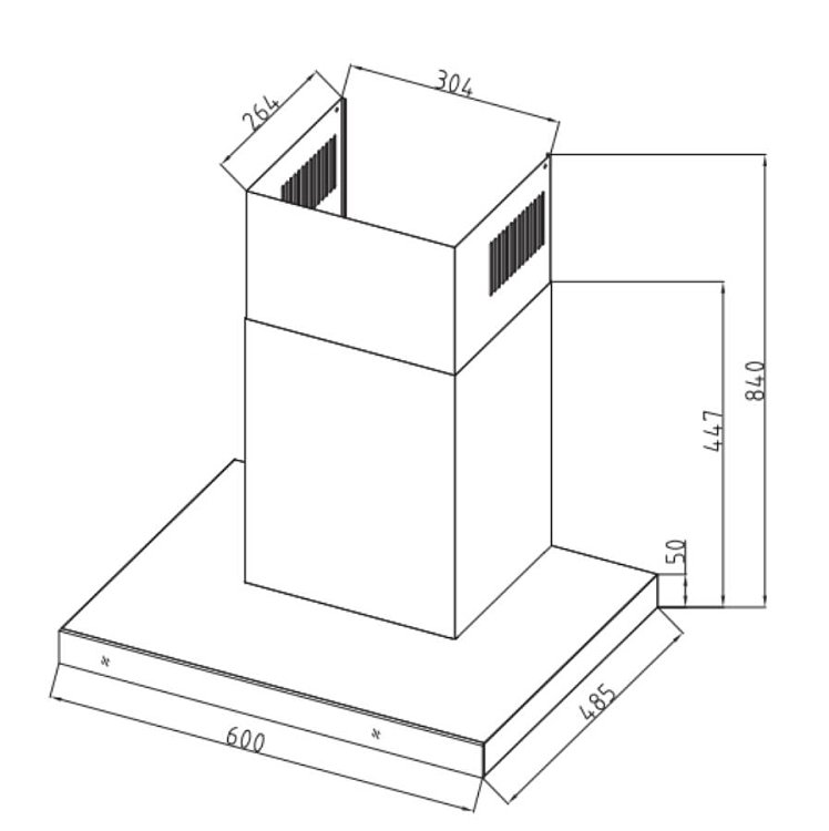 DAVOLINE TATE 060 Απορροφητήρας Καμινάδα 60cm Inox 801012103