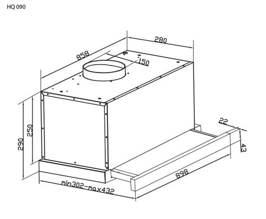 DAVOLINE HQ PRO 90 IX Απορροφητήρας Συρόμενος 90cm Inox 801012112