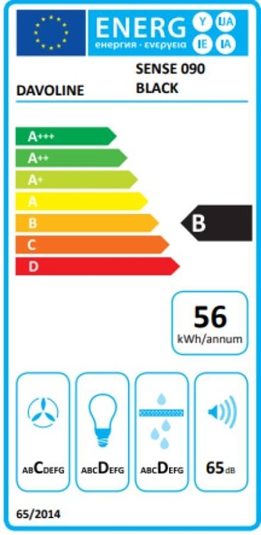 DAVOLINE SENSE 90 BLACK Απορροφητήρας Καμινάδα 90cm Μαύρο 801012118