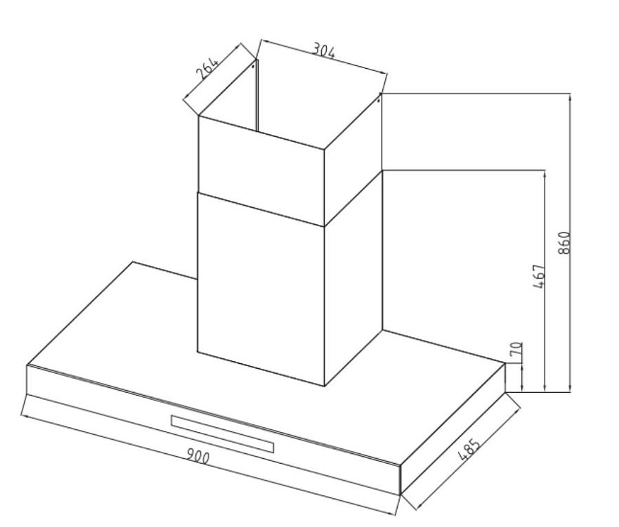 DAVOLINE METRIC PRO IX 90 Απορροφητήρας Καμινάδα 90cm Inox 801012120