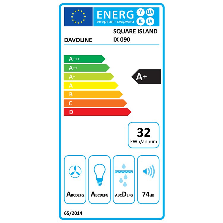 DAVOLINE SQUARE ISLAND 090 IX Απορροφητήρας Νησίδα 90cm Inox 801012121