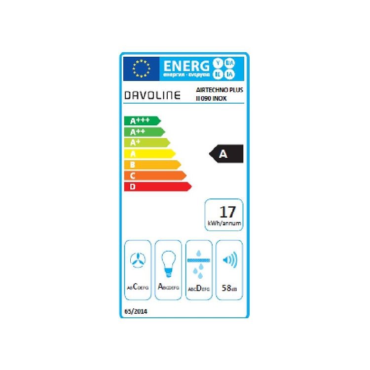 DAVOLINE AIRTECHNO PLUS II Απορροφητήρας Καμινάδα 90cm Inox 801012137