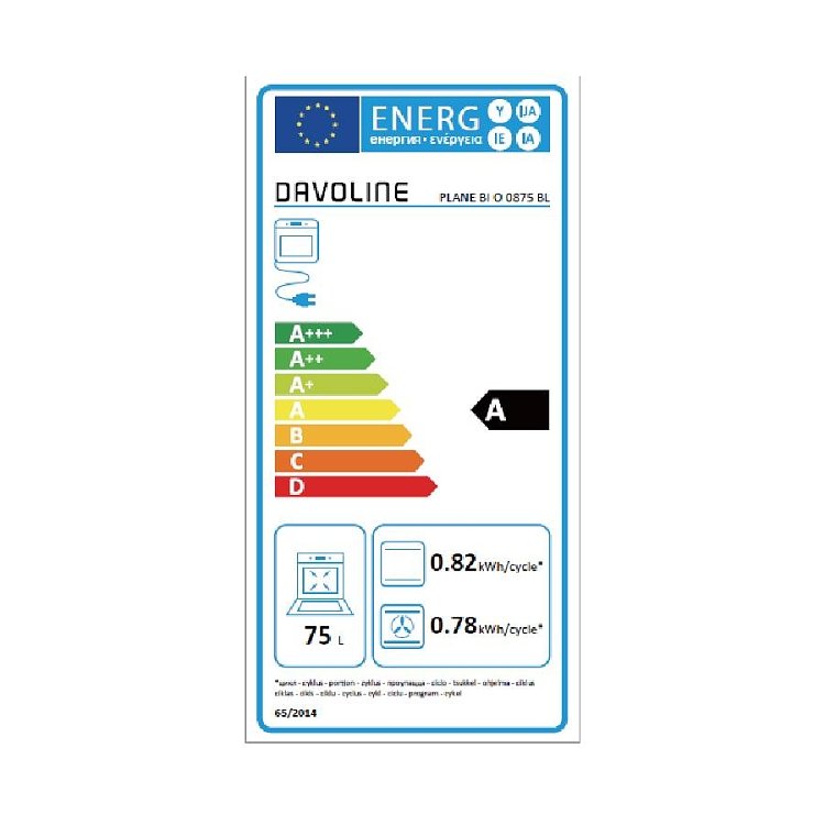 DAVOLINE PLANE BI O 0875 Φούρνος άνω Πάγκου 75lt Μαύρος 801228027