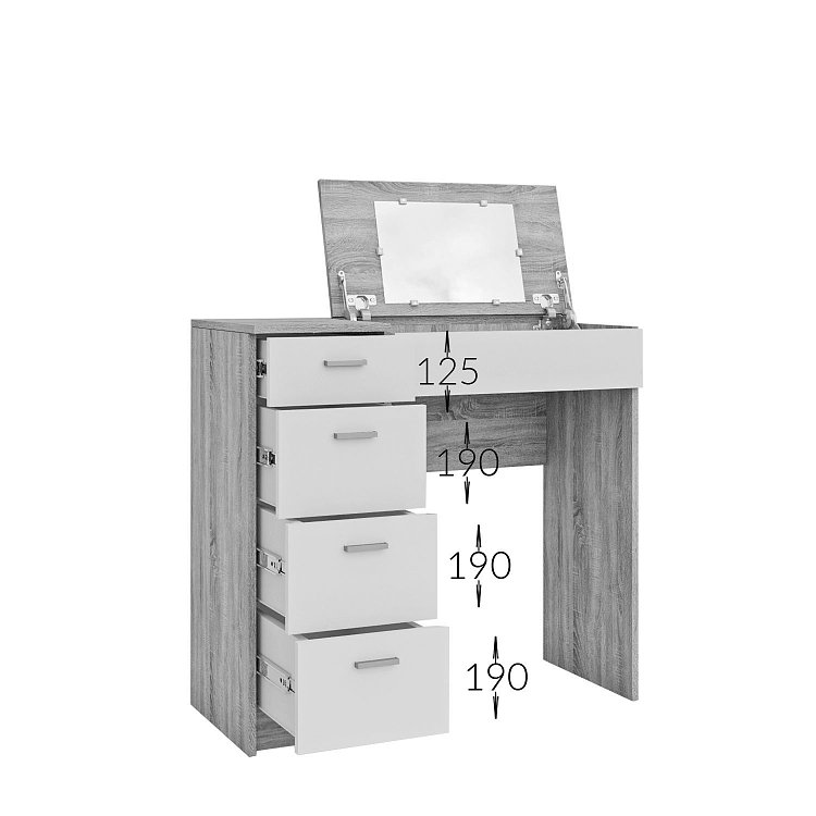 Τουαλέτα Tab Χρυσό Δρυς-Γραφίτη 90x42x82-110cm GR-DRESSTAB-1