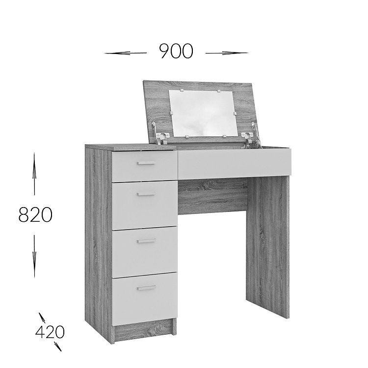 Τουαλέτα Tab Χρυσό Δρυς-Γραφίτη 90x42x82-110cm GR-DRESSTAB-1