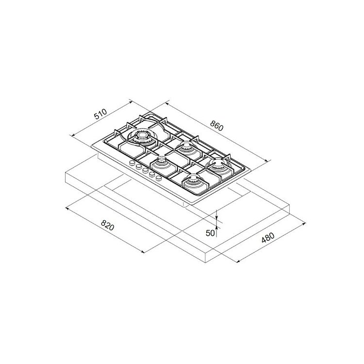 MONDIN A0905VPGCX LPG Εστία Υγραερίου 90cm Inox