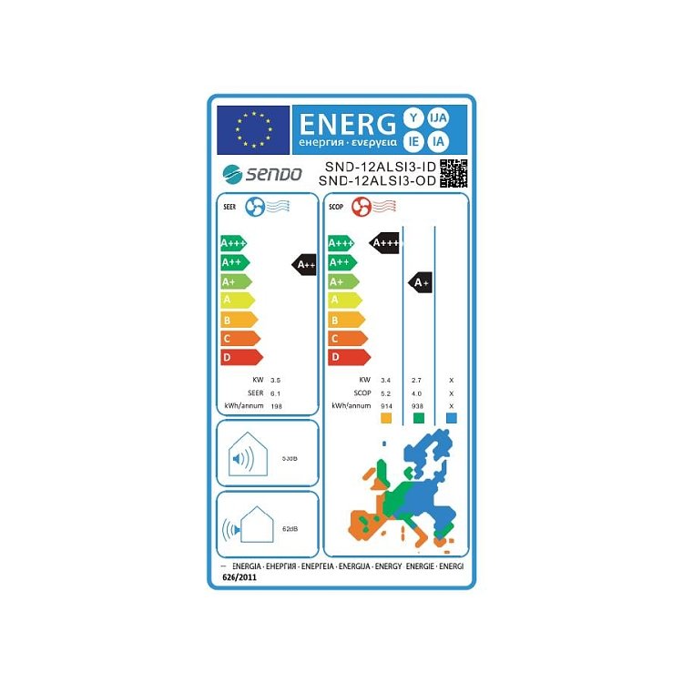 Sendo AEOLOS SND - 12/ALSI S Κλιματιστικό Inverter Γκρι 12000 BTU