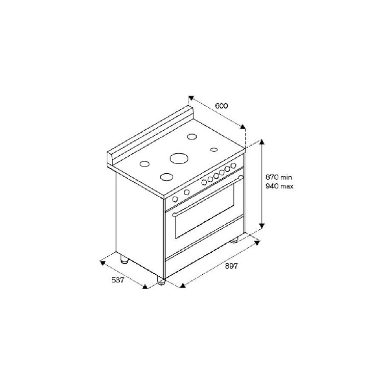 LA GERMANIA AMN96 5L G X V/24 GN Κουζίνα Μικτή Φυσικού Αερίου 90cm Inox