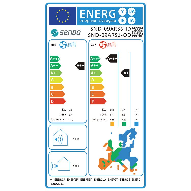 Sendo ARIS SND - 09/ARS3 Κλιματιστικό Inverter 9000 BTU