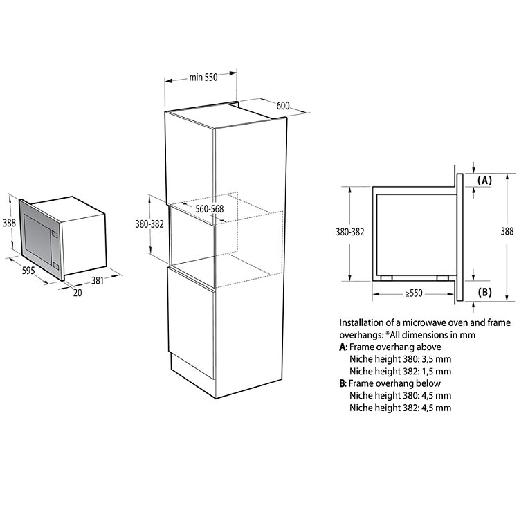 GORENJE BM251SG2BG Εντοιχιζόμενος Φούρνος Μικροκυμάτων 25lt Μαύρος 738323 (4 Έτη Εγγύηση)
