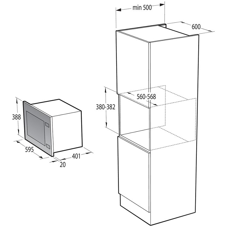 GORENJE BM251SG2WG Εντοιχιζόμενος Φούρνος Μικροκυμάτων 25lt Λευκός 738324 (4 Έτη Εγγύηση)