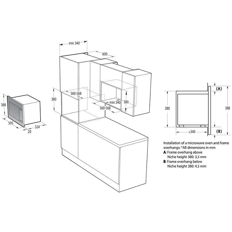 GORENJE BMI201AG1X Εντοιχιζόμενος Φούρνος Μικροκυμάτων 20lt Inox 738289 (4 Έτη Εγγύηση)