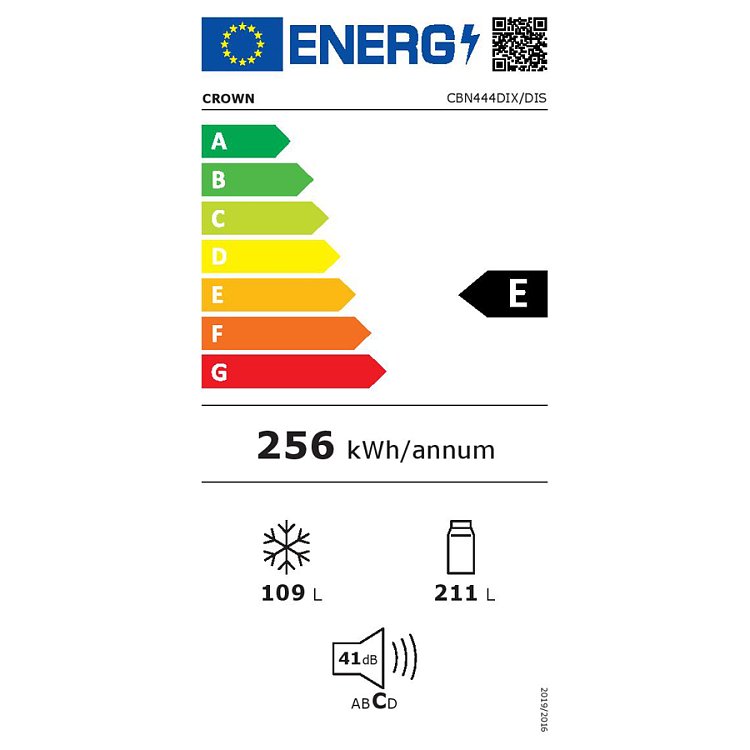 Crown CBN444DIX/DIS Ψυγειοκαταψύκτης Inox 185x60x65.8