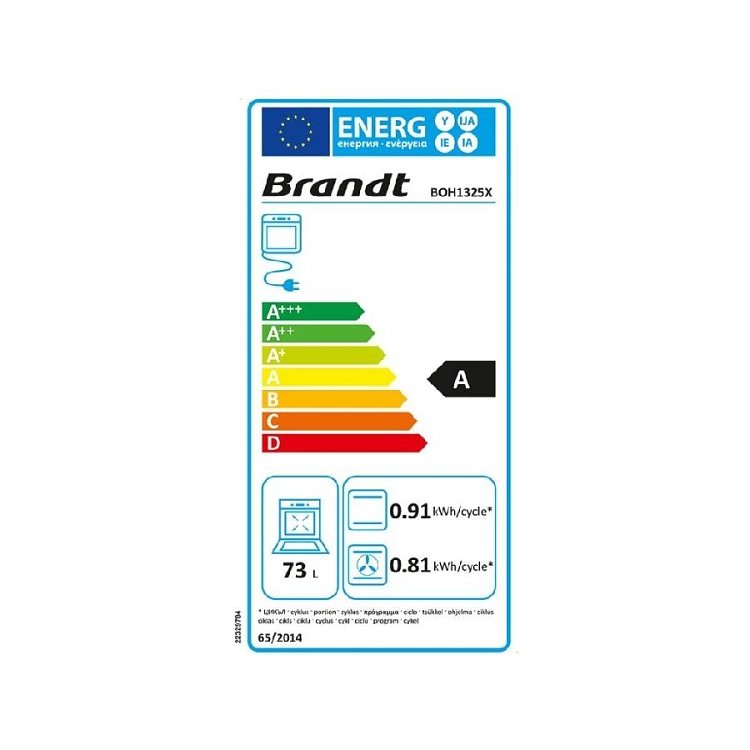 BRANDT BOH1325X Φούρνος άνω Πάγκου 73lt Μαύρο
