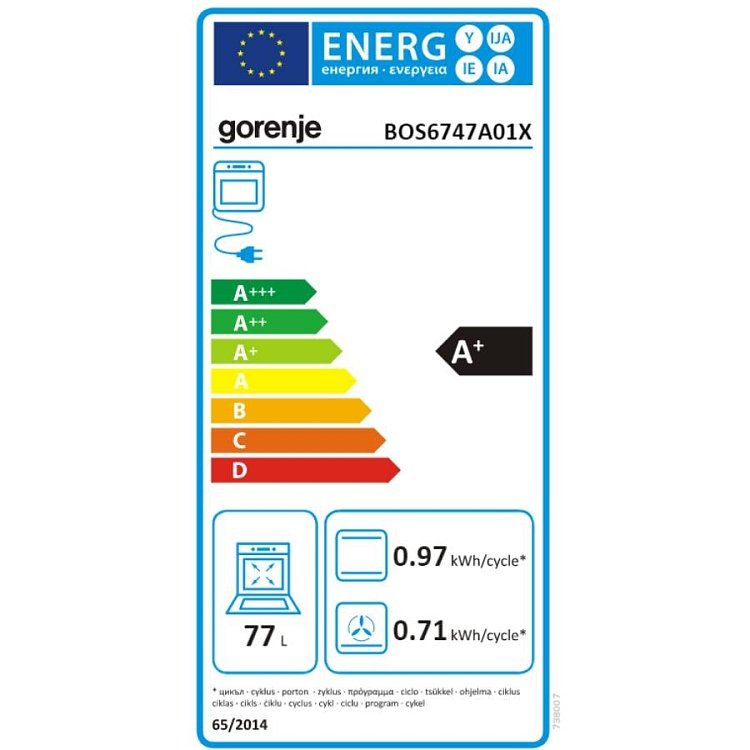 GORENJE BOS6747A01X Φούρνος άνω Πάγκου 77lt Inox 034019501 (4 Έτη Εγγύηση)