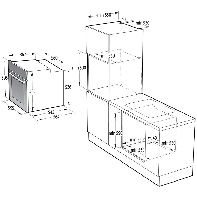 GORENJE BSA6747A04XWI Φούρνος άνω Πάγκου 77lt Inox  034019601 (4 Έτη Εγγύηση)