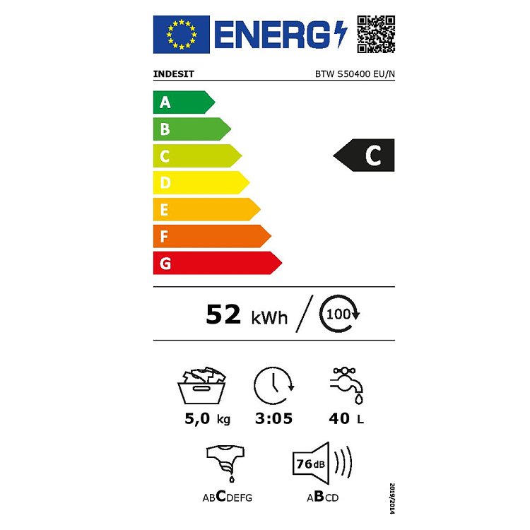 Indesit BTW S50400 EU/N Πλυντήριο Άνω Φόρτωσης 5kg Λευκό