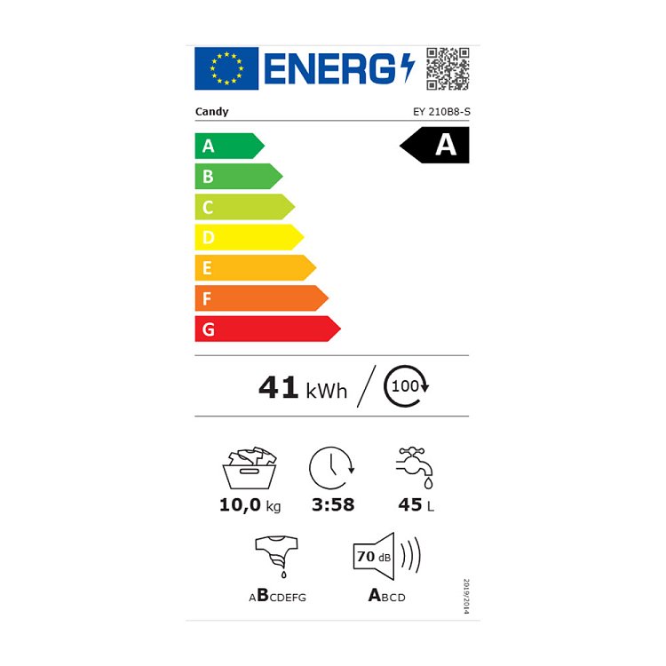 CANDY EY 210B8-S Πλυντήριο Ρούχων Λευκό 10kg