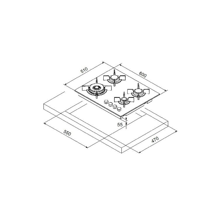 MONDIN CG604VTELNN GN Εστία Φυσικού Αερίου 60cm Μαύρο