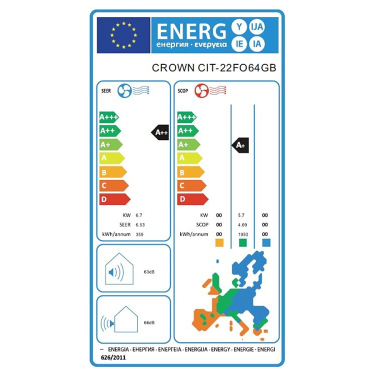 Crown CIT-22FO64GB Κλιματιστικό Inverter 22000 BTU
