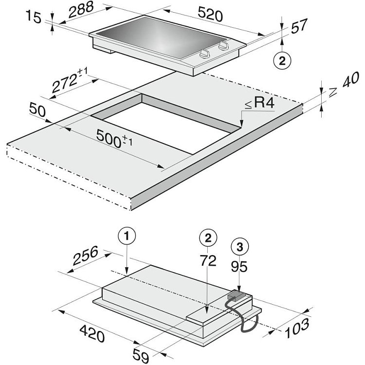 MIELE CS 1112 E Εστία Domino Κεραμική Inox