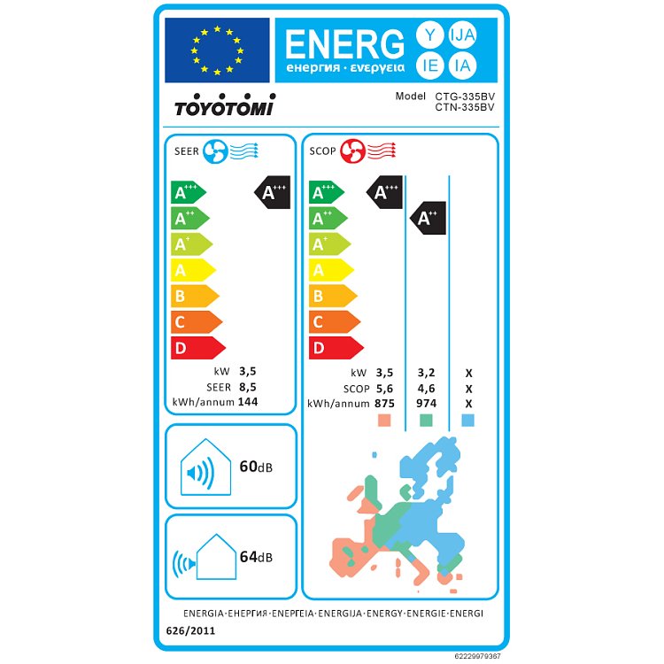 Toyotomi ERAI BLACK VELVET CTN/CTG 335 BV Κλιματιστικό Inverter Μαύρο 12000 BTU