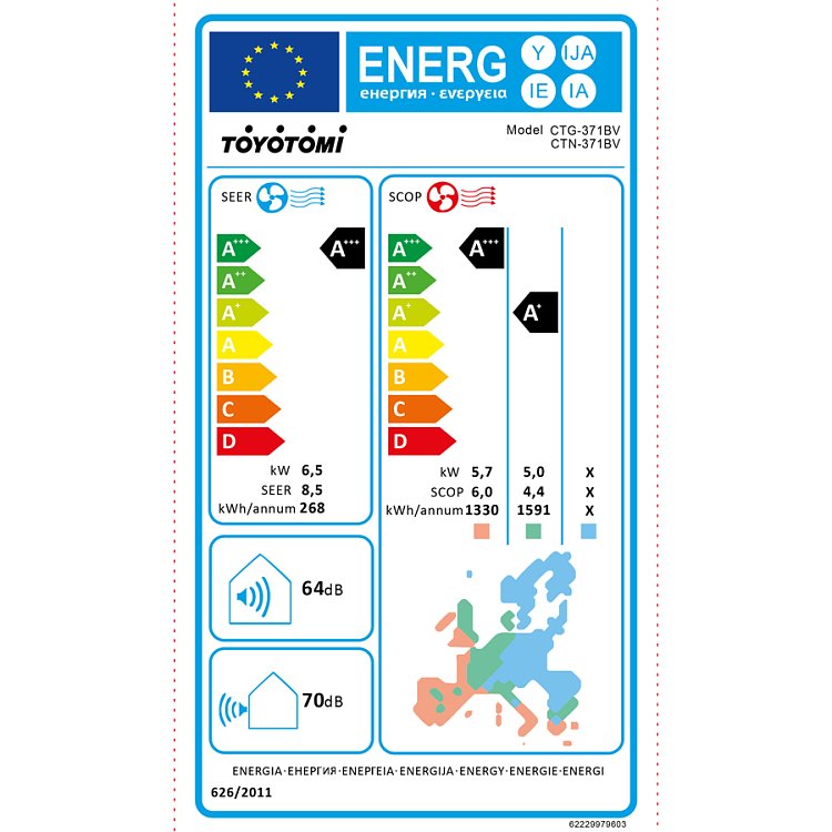 Toyotomi ERAI MIDNIGHT BLUE CTN/CTG 371 BRM Κλιματιστικό Inverter Μπλε 24000 BTU
