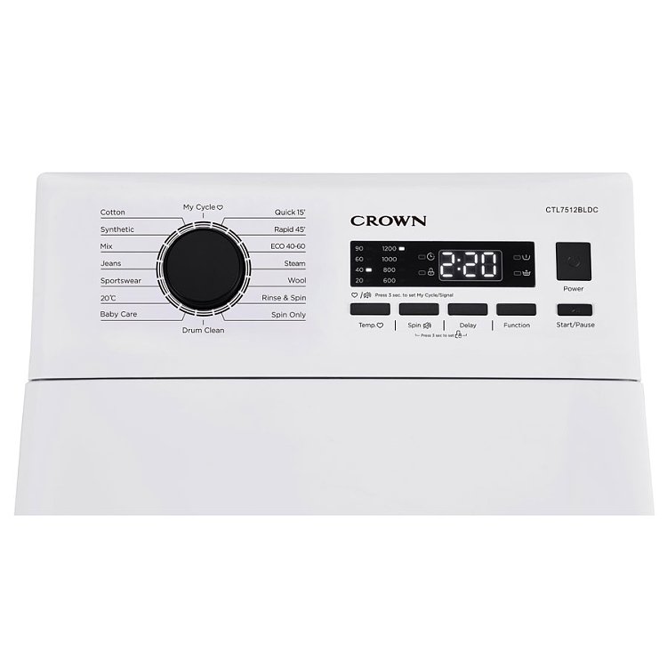 Crown CTL7512BLDC Πλυντήριο Ρούχων Άνω Φόρτωσης Λευκό 7.5kg